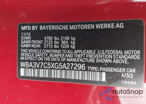 2016 BMW 428I из США, поврежденный, VIN WBA3V7C5XG5A27296